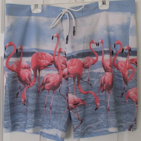 No Boundaries Mens Flamingo Swim Mesh Lined Board Short NWOT - Size 40W-43W - Picture 1 of 4